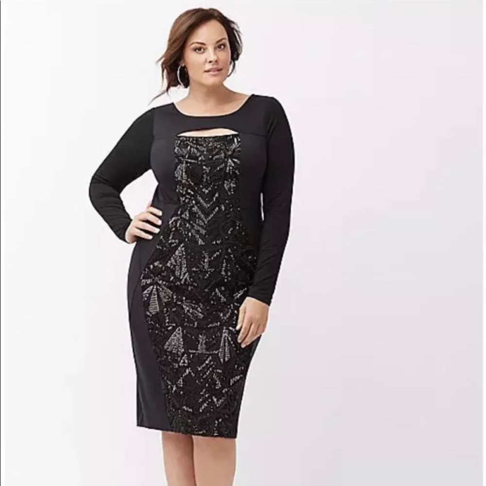 Lane Bryant black sequin cocktail dress.